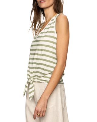 Floral V Neck Tie Front Tank