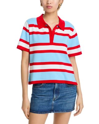 Alice and Olivia - Tillie Short Sleeve Striped Polo