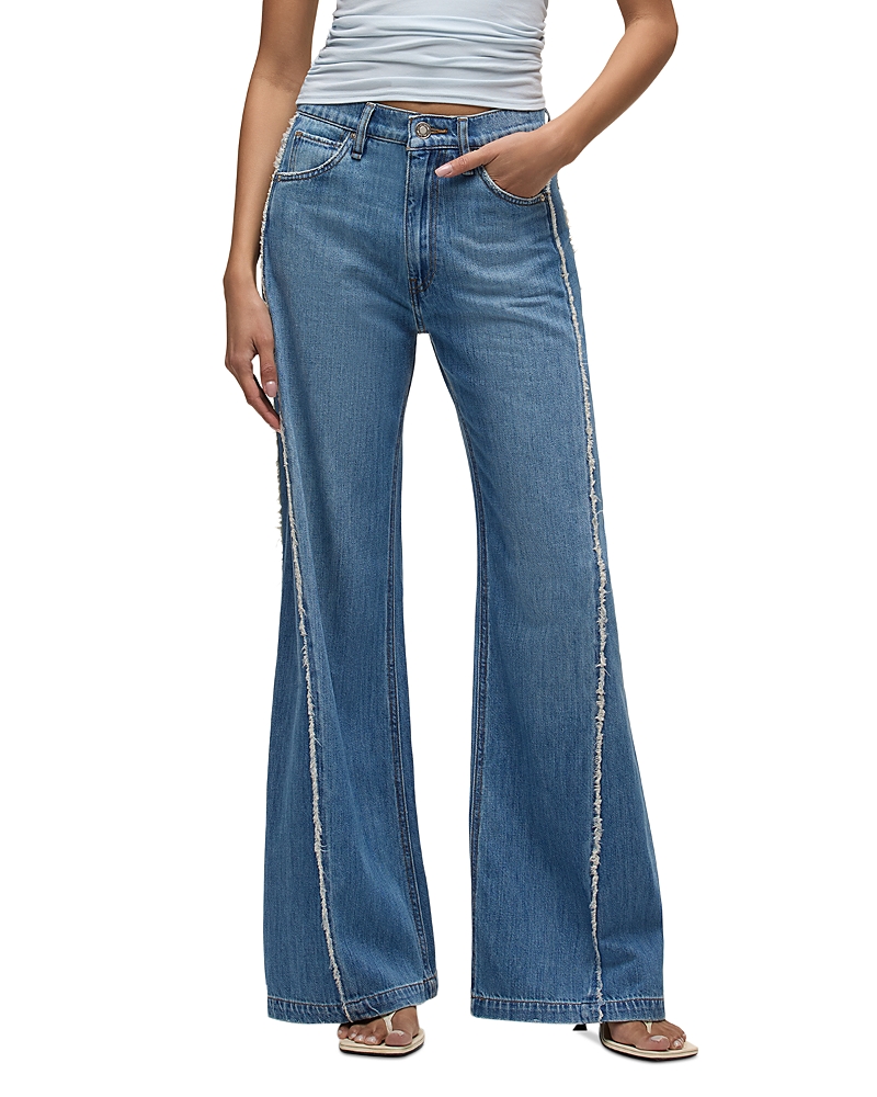 Hudson Jodie Wide Leg Frayed Seam Jeans In Unravel