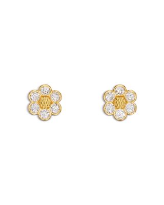 Temple St. Clair - 18K Yellow Gold FJ Diamond Fiori Flower Stud Earrings