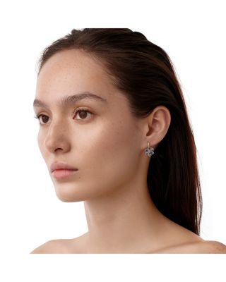 18K Yellow Gold FJ Blue Sapphire &amp; Diamond Fiori Flower Drop Earrings