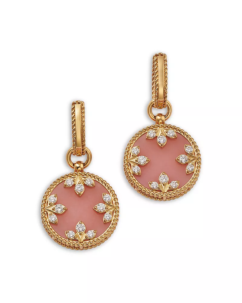 Roberto Coin 18K Yellow Gold Venetian Princess Medallion Diamond Drop Earrings