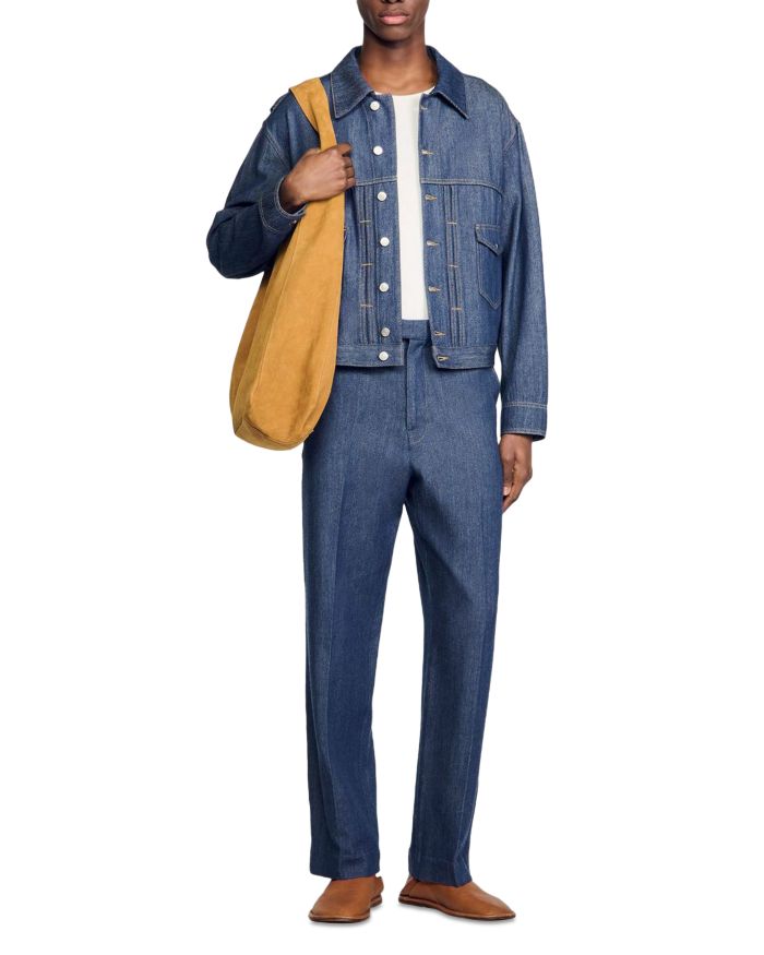 Chambray Oversized Fit Wool Trucker Jacket