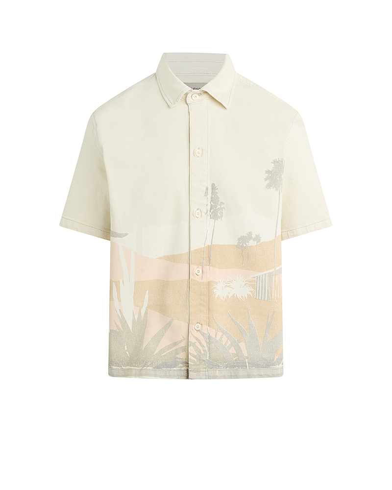 Hudson Jeans Desert Print Short Sleeve Denim Button-up Shirt In Natural Desert