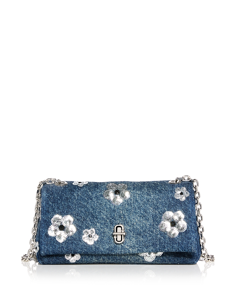 Shop Marc Jacobs The Dual Chain Quilted Denim Shoulder Bag