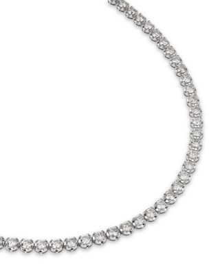 Certified Diamond Crown Set Tennis Necklace in 14K White Gold, 16.0 tcw
