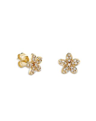 Sydney Evan - 14K Yellow Gold Diamond Flower Stud Earrings
