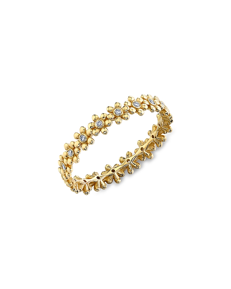Sydney Evan 14k Yellow Gold Diamond Flower Eternity Ring In Gold