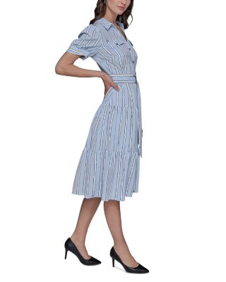 Striped Belted Shirt Dress