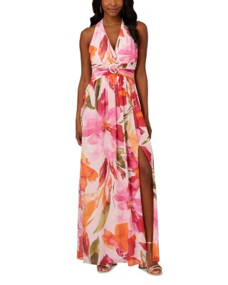 Floral Print Chiffon Gown