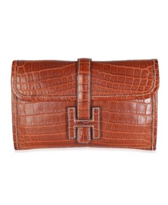 Pre-Owned HERMÈS - Fauve Crocodile Niloticus Lisse Jige Clutch Exotic Handbag