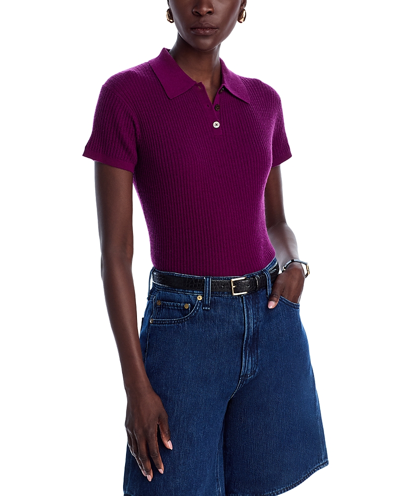 Guest In Residence Shrunken Cashmere Polo Top In Purple
