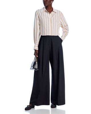 Renata Striped Poplin Cropped Top