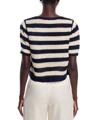 Striped Short Sleeve Pullover Sweater
