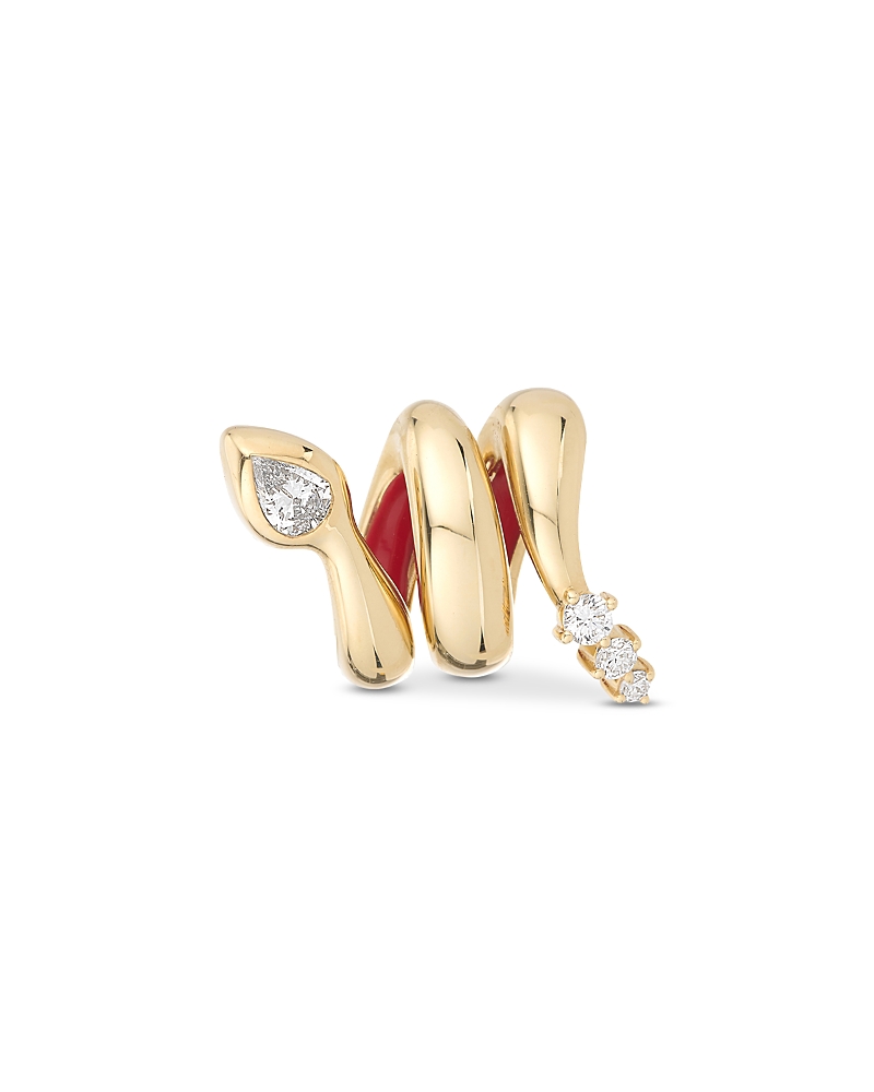 ADINA REYTER 14K YELLOW GOLD YEAR OF THE SNAKE DIAMOND WRAP BIG BEAD