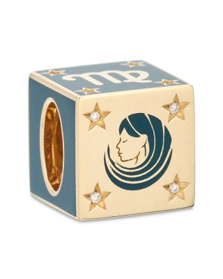 9K Virgo Zodiac Diamond & Ceramic Block Big Bead