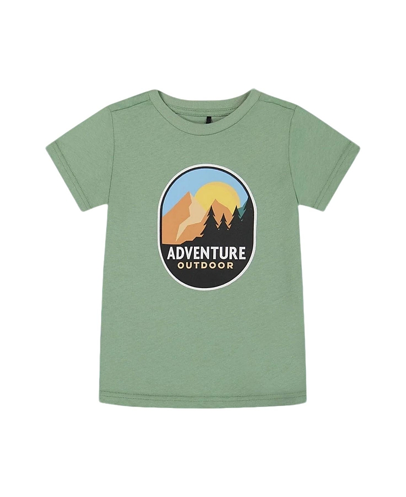 Deux Par Deux Boys' Organic Cotton Graphic Tee- Little Kid, Big Kid In Sage And Multi