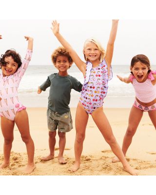 Girls' Shelly Sleeveless Scoop Top & Print Bottom Two Piece Swimwear - Little Kid