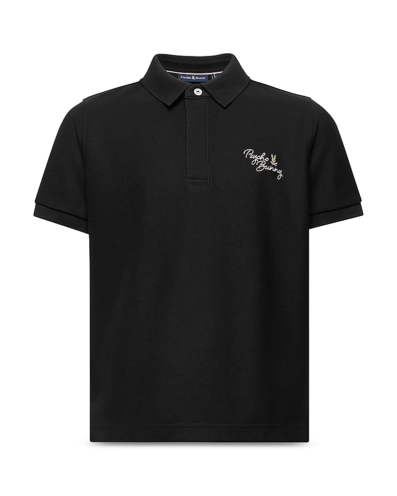 Shop Psycho Bunny Unisex Desert Pique Polo - Little Kid, Big Kid In Black