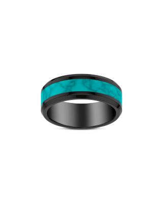Men's Turquoise Inlay Ring in Black Tungsten