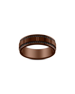Men&#39;s Black Sapphire Band in Brown Tungsten
