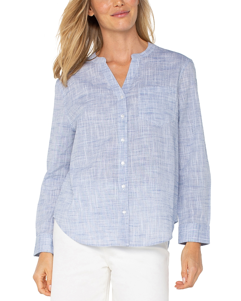 Liverpool Los Angeles Long Sleeve Button Front Woven Top