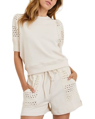 Kimberly Eyelet Short Sleeve Sweatshirt
