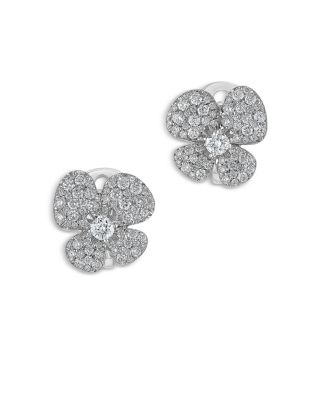 18K White Gold Ischia Diamond Pavé Flower Statement Earrings  