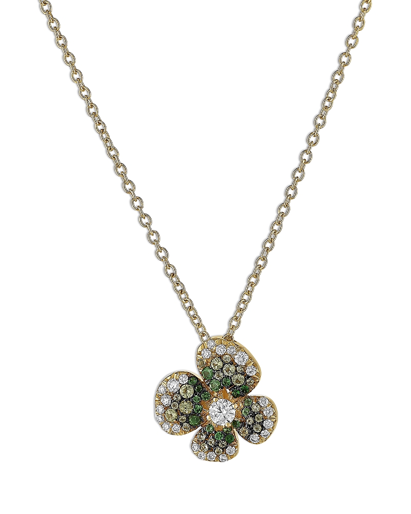 Miseno Jewelry 18k Yellow Gold Ischia Diamond & Tsavorite Clover Pendant Necklace, 16-18 In Gold