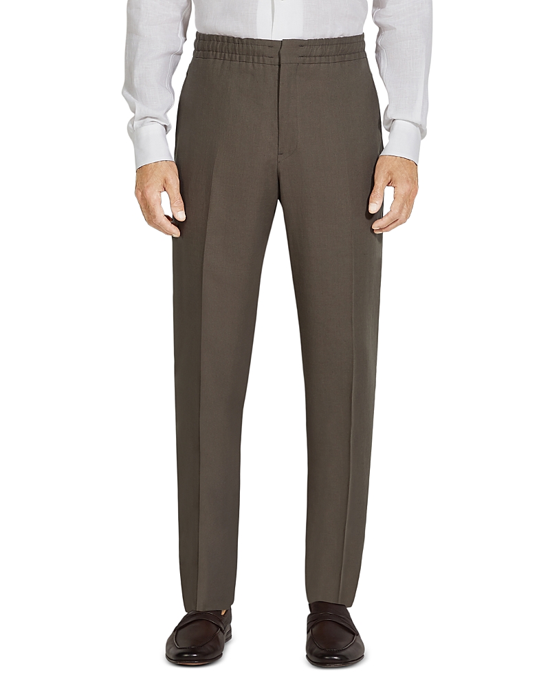 ZEGNA ELASTICIZED WAIST REGULAR FIT LINEN PANTS