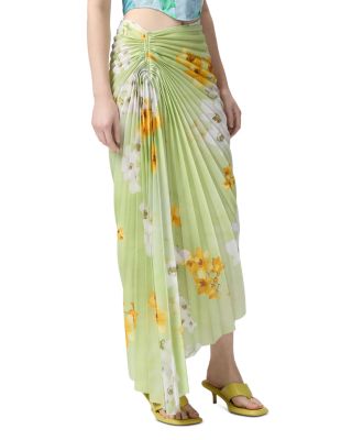 Ghiandaia Floral Pleated Asymmetric Skirt