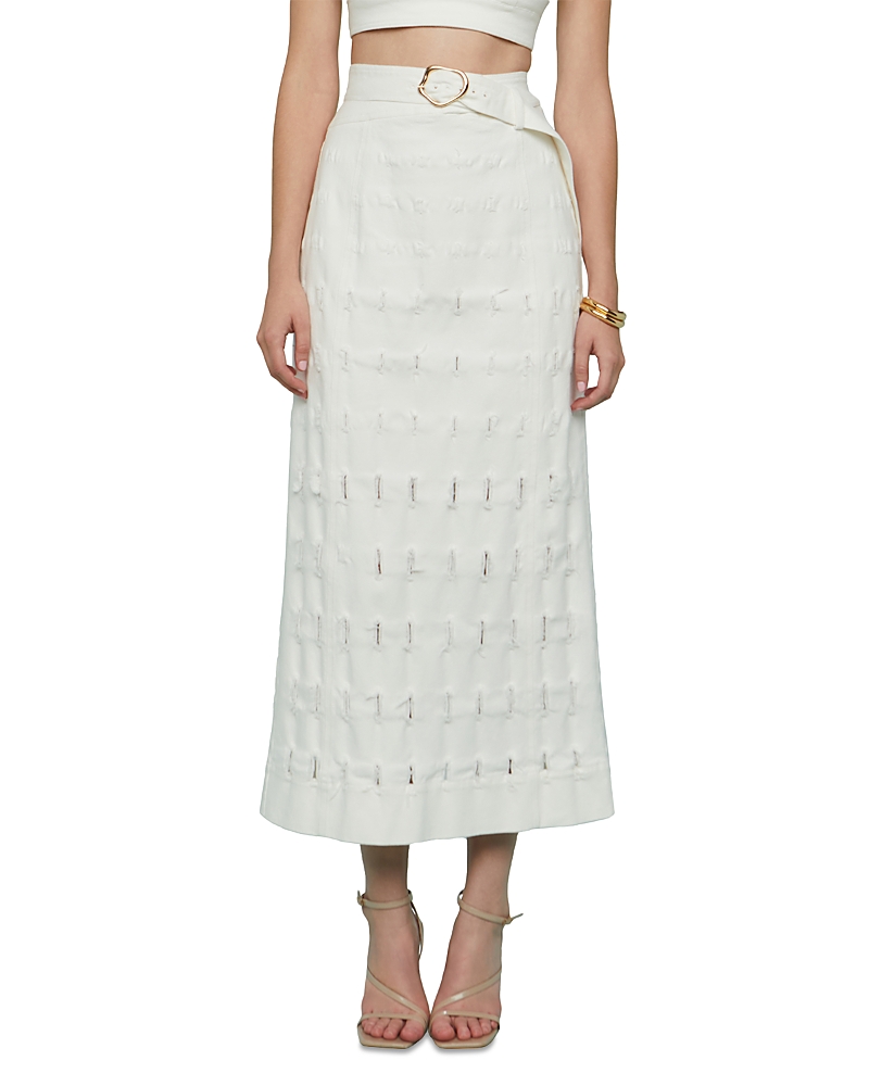Amur Jay Textured Twill Midi Skirt In Sea Salt
