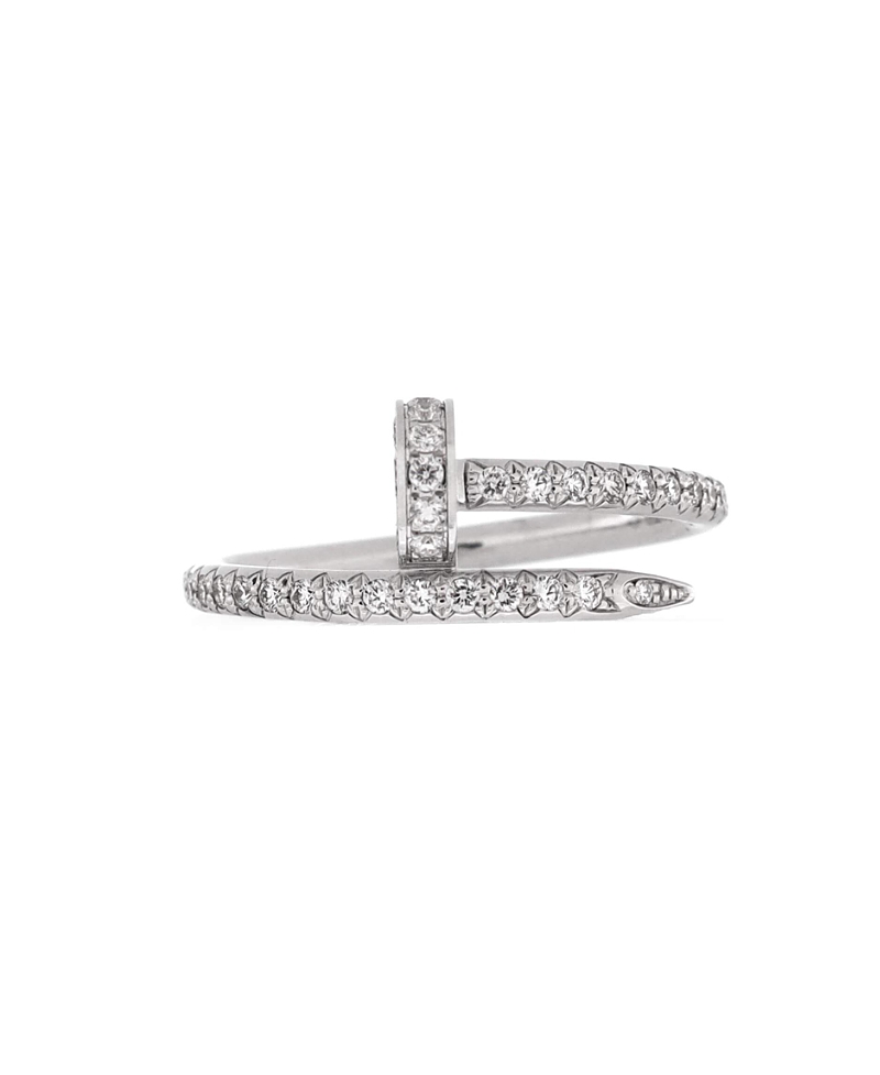 Pre-owned Pre-owned Cartier Cartier Small Juste Un Clou Paved Ring 18k White Gold With Diamonds