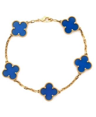 Vintage Alhambra 5 Motifs Bracelet 18K Gold and Agate