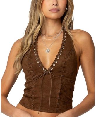 Edikted - Sloane Faux Suede Halter Top