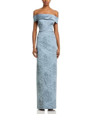 Teri Jon by Rickie Freeman - Jacquard Off-the-Shoulder Gown