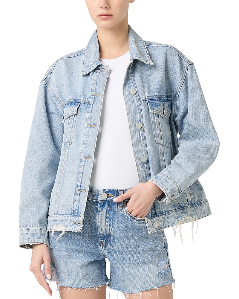 Blanknyc Distressed Oversize Denim Trucker Jacket In True Grit