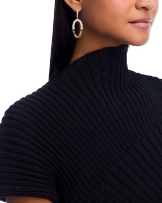 Diamond Pav&eacute; Oval Chain Drop Earring in 14K Yellow Gold, 1.38 tcw 