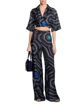 Spiral Motif Silk Shirt