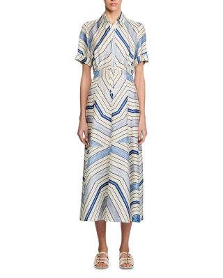 Spiral Motif Silk Midi Dress