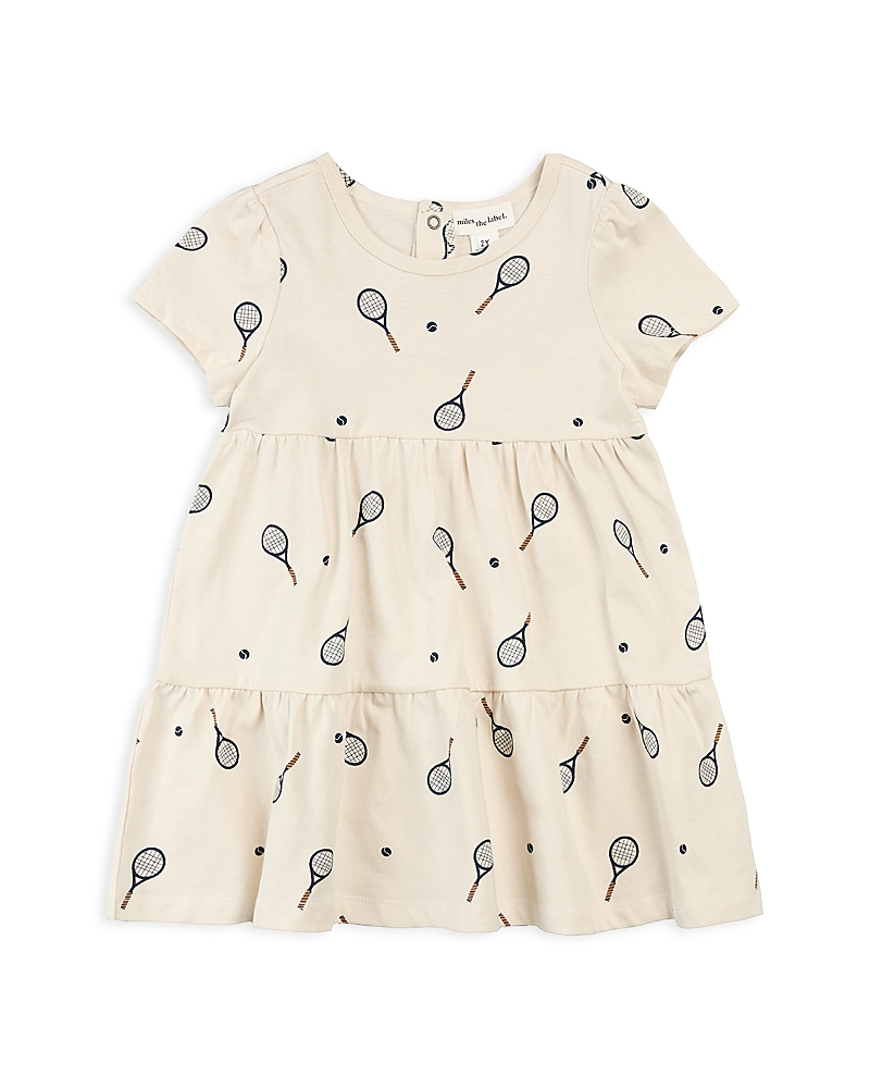 Shop Miles The Label Girls' Short Sleeved Tiered Knit Dress - Little Kid In Beige