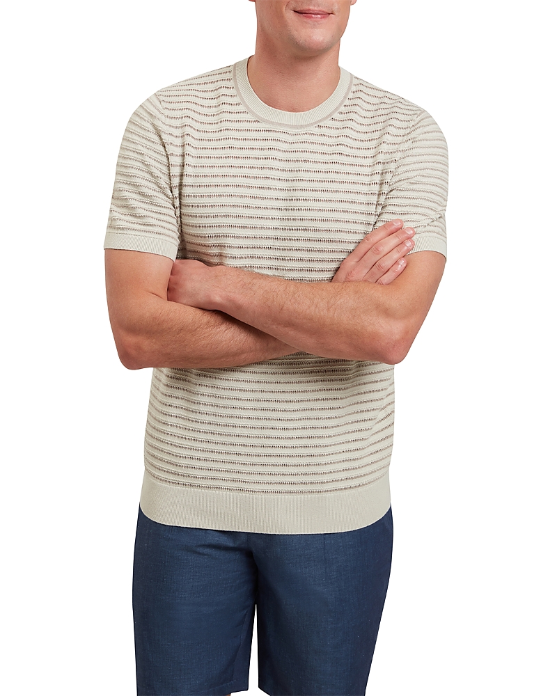 Ted Baker Lain Textured Striped Tee In Ecru