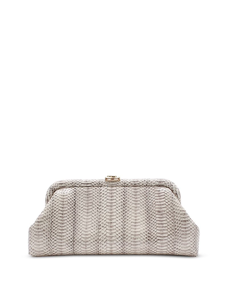 Jimmy Choo Skylar Snakeskin-effect Clasp Clutch Bag In Roccia/brushed Gold