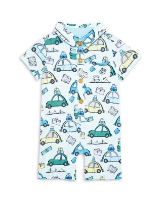 Posh Peanut - Boys' Travel Bug Short Sleeve Henley Romper - Baby
