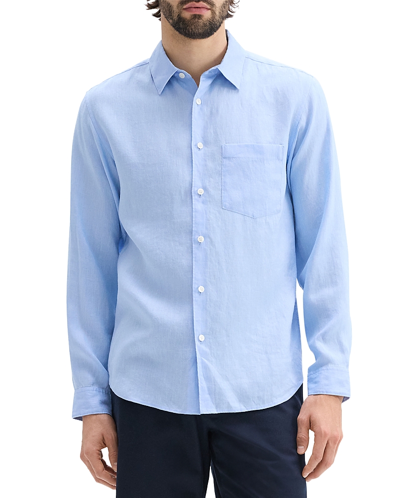 Theory Irving Solid Linen Button-up Shirt In Clear Sky