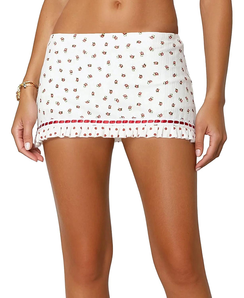 Edikted Mica Floral Low Rise Miniskort In White