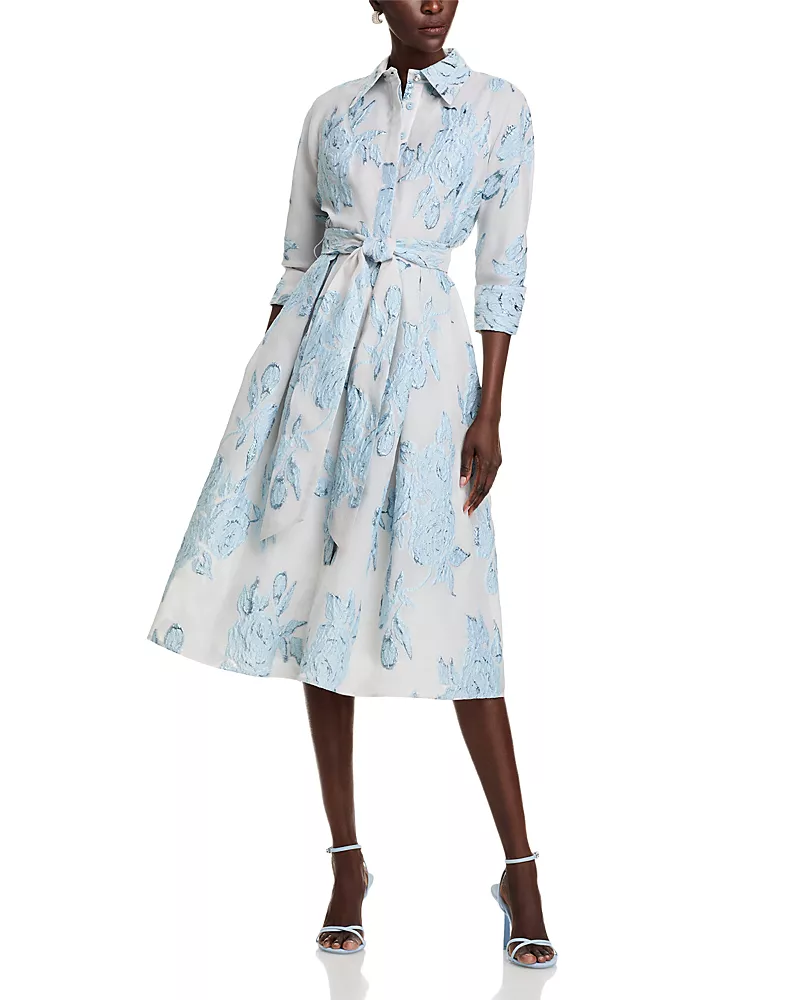 Teri Jon by Rickie Freeman Jacquard Shirt Dress