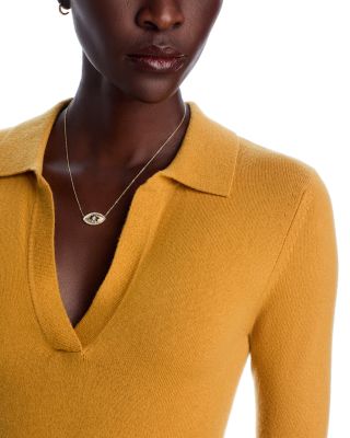 Diamond Evil Eye Flower Pendant Necklace in 14K Yellow Gold, 0.40 tcw  