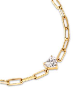 Heart Lab Grown Diamond Solitaire Paperclip Bracelet in 14K Yellow Gold, 0.5 tcw