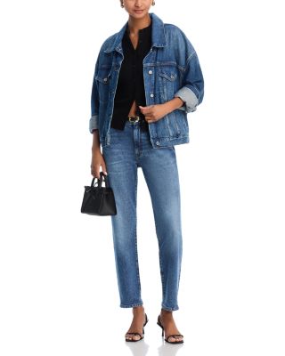 The Borrowed High Rise Ankle Slim Straight Jeans in Famous
